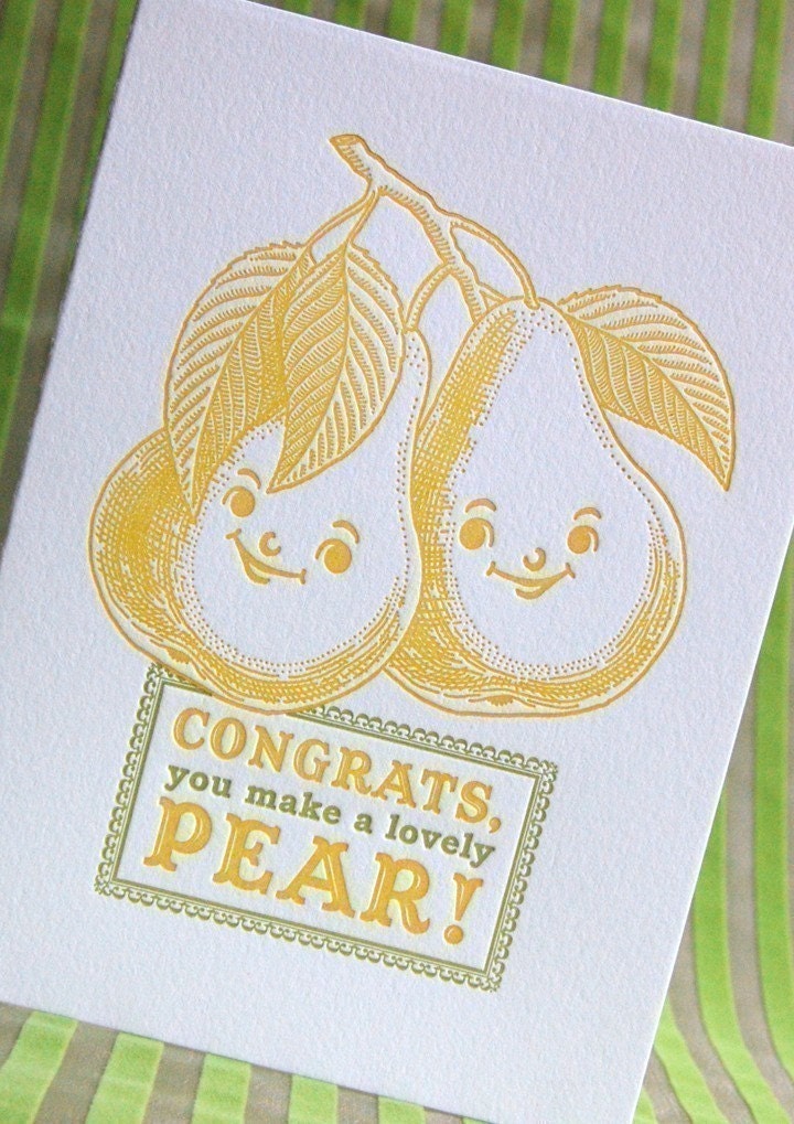 Lovely Pear Letterpress Wedding Card