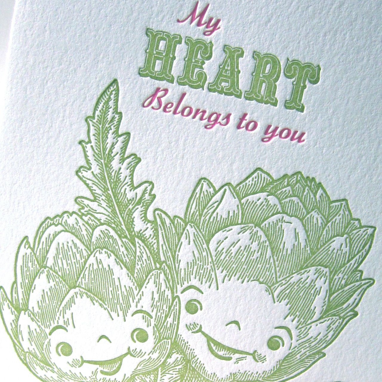 Letterpress anniversary card My Heart belongs to you Valentine's