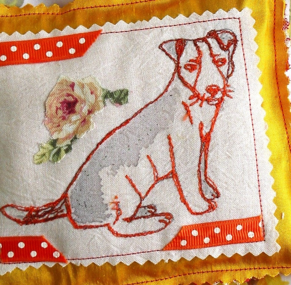 pillow shabby chic dog yellow silk lavender sachet   rose