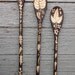 3 custom monogrammed spoons-oak aspen maple leaf acorn night forest style, ooak design, woodburning personalized