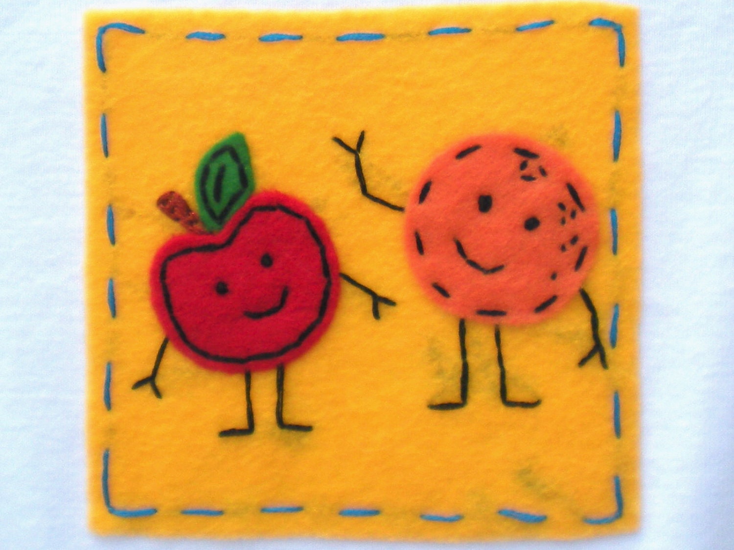 Dynamic Duos Apples and Oranges Eco Felt Applique Funny Onesie Bodysuit