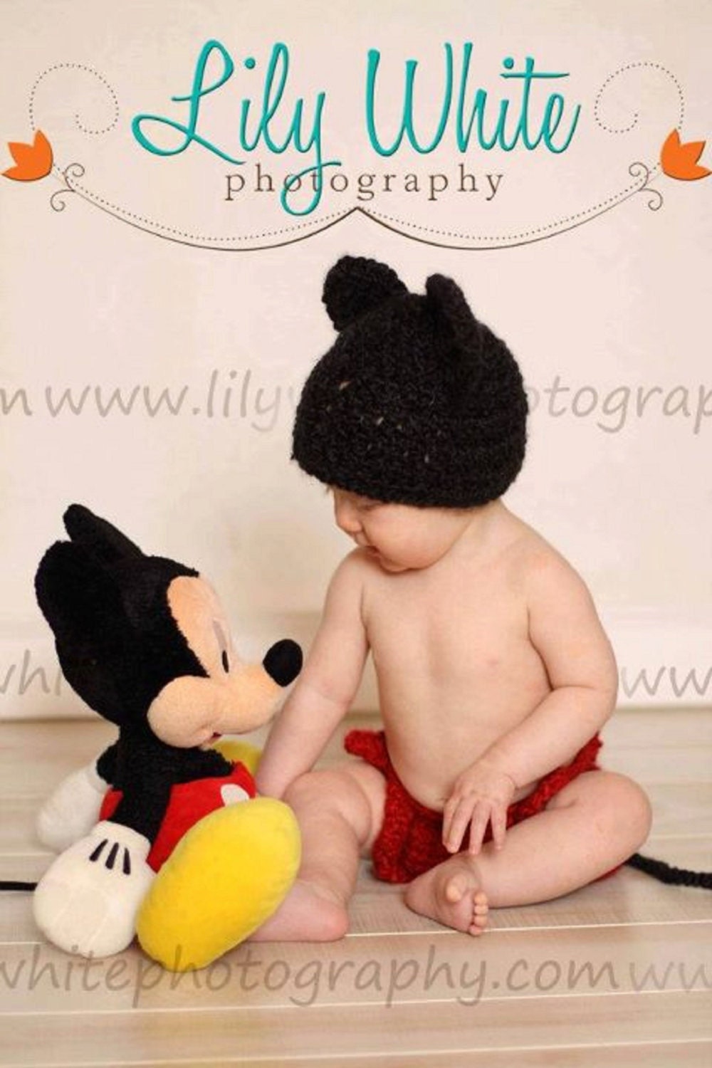 2 in 1 Mickey Mouse or Minnie Mouse Diaper Cover and Hat Set ---- GREAT PHOTOGRAPHY PROP--- An Original Creation