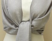 Wedding party Bridesmaid Gifts, silvery paisley bridesmaid pashmina shawl, bridal shawl, initial monogram scarf, bridal wrap