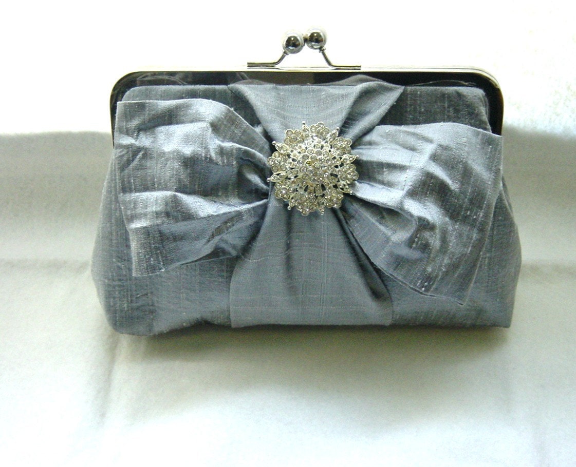 Silver Bridal Clutch / Silver Wedding Clutch / Bridemaids Gift/ Chloe