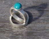 Modern Turquoise and Recycled Sterling Silver Stacking Ring Set--"Turquoise Moon Ring Set"