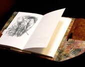 Artisan illustrated journal, handbound with fabric cover