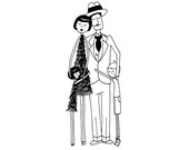 1920s Dapper Flapper family // 8x10 art print