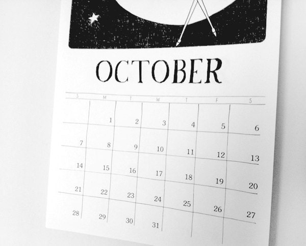 2013 Wall Calendar // 1920s style flapper doodle calendar // art deco PDF Printable