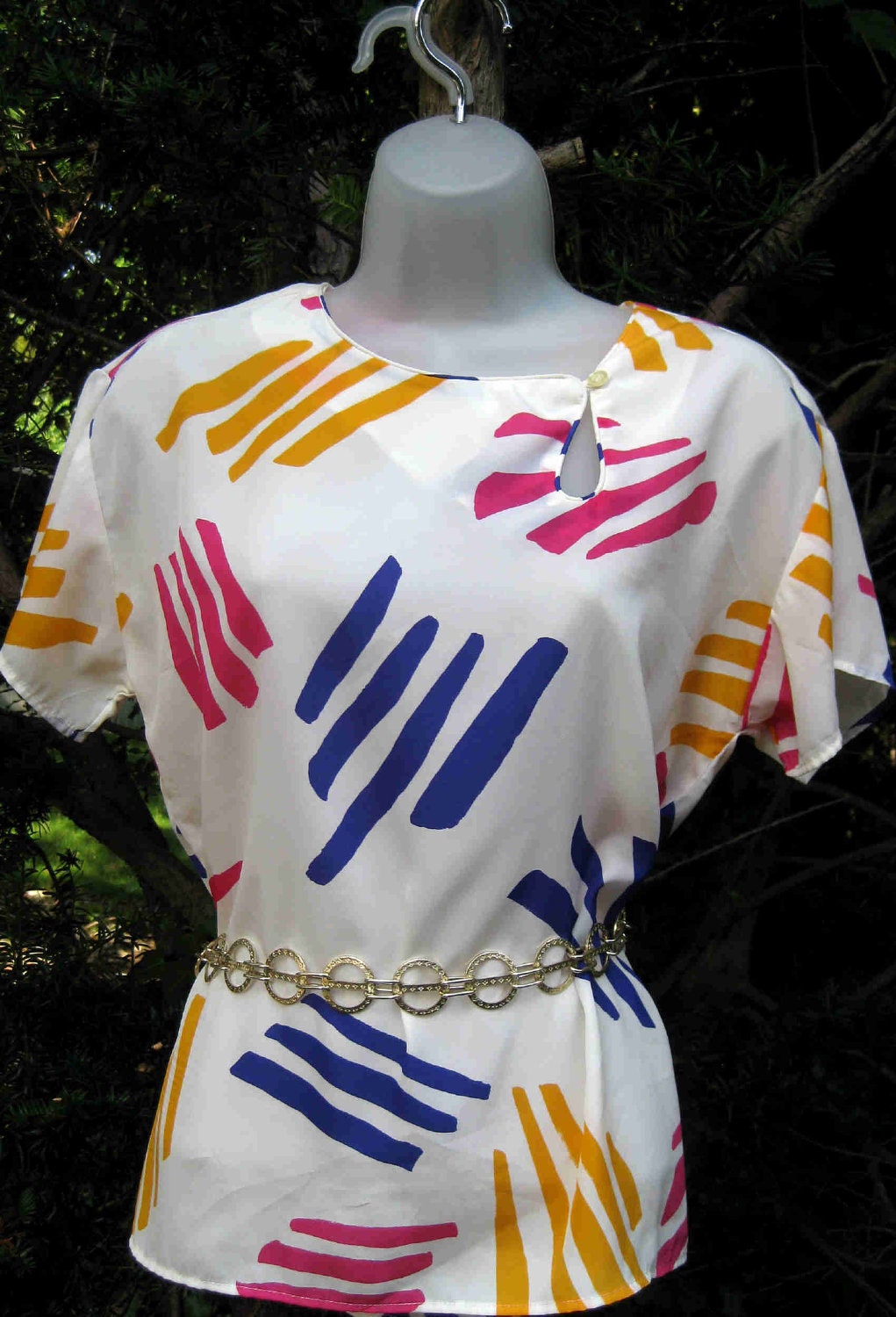 80s SPLATTER EFFECT large to xl 1980s blouse, New Wave Era, Abstract top