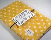 Burp Cloth  with style - Printed Cotton/Organic Undyed French Terry - Retro Yellow Polka Dot
