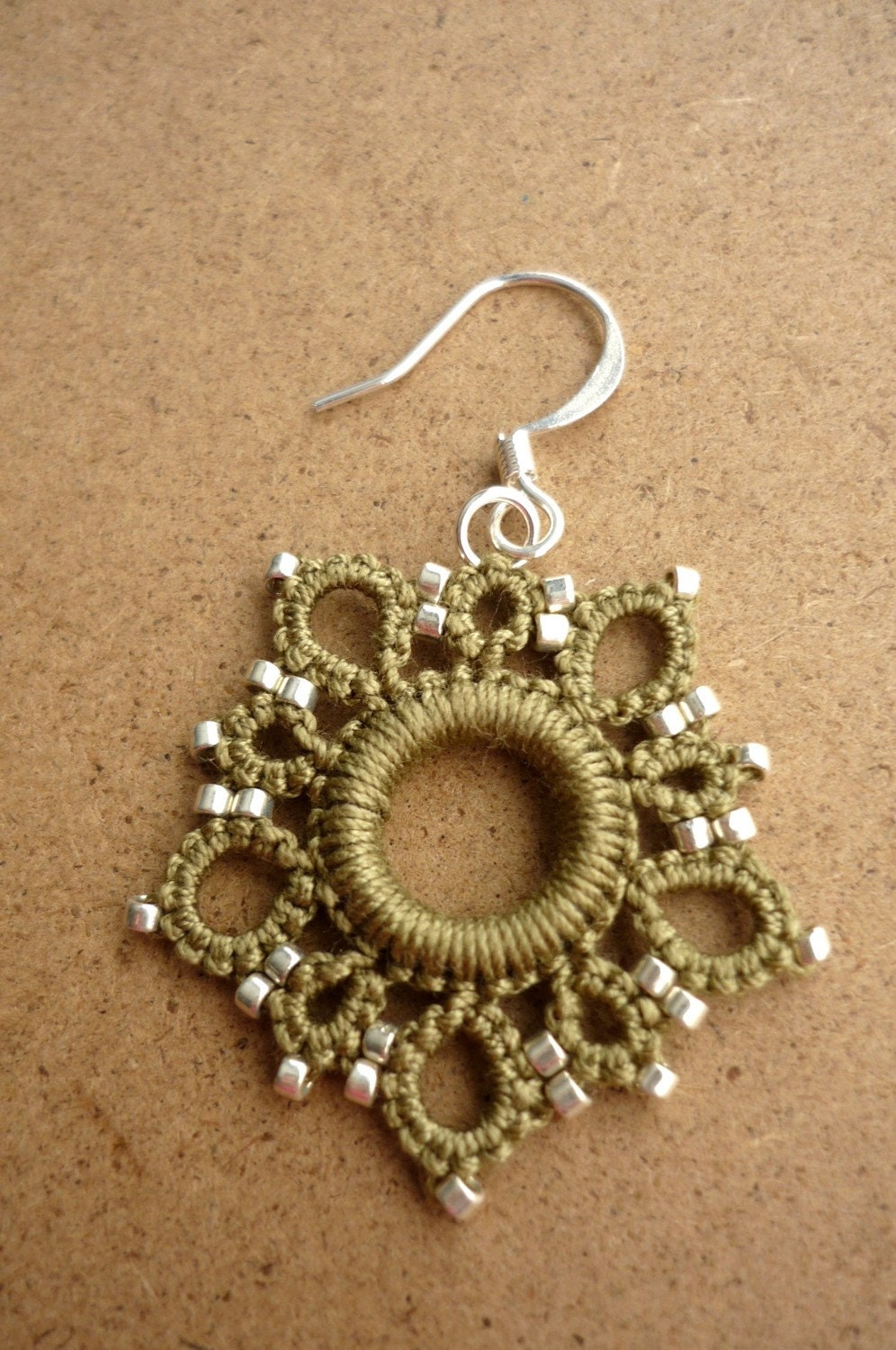 Five Star earrings in Olive Sage and Silver