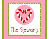 Christmas Holiday Peppermint Sticker, Gift Enclosure, Book Plate, Address Label - Set of 24