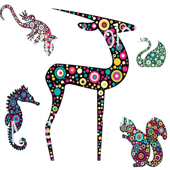 Digital Collage of  Original Colourful Animal Illustration - 15    JPG images - Digital  Collage Sheet