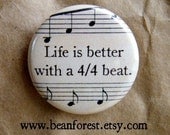 life is better with a 4/4 beat - pinback button badge