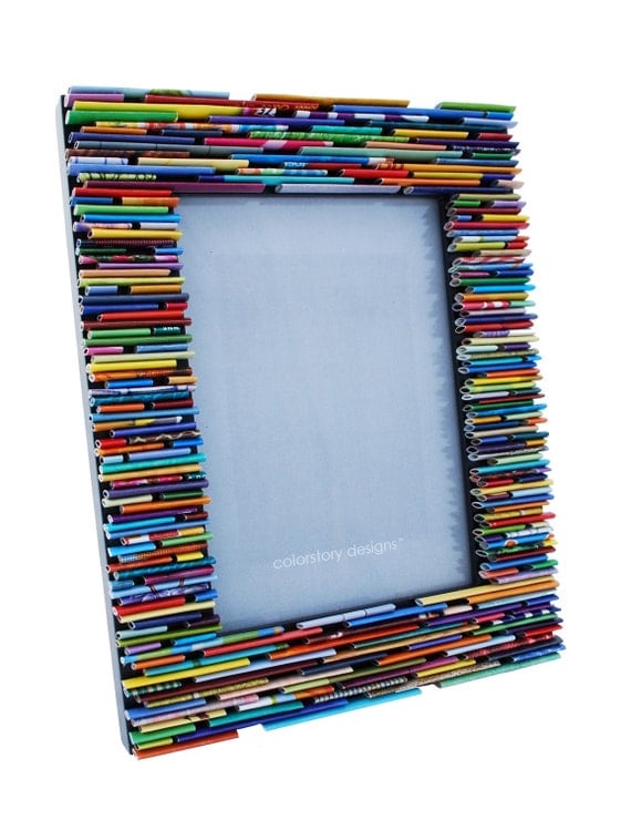 colorful picture frame (portrait) - made from recycled magazines