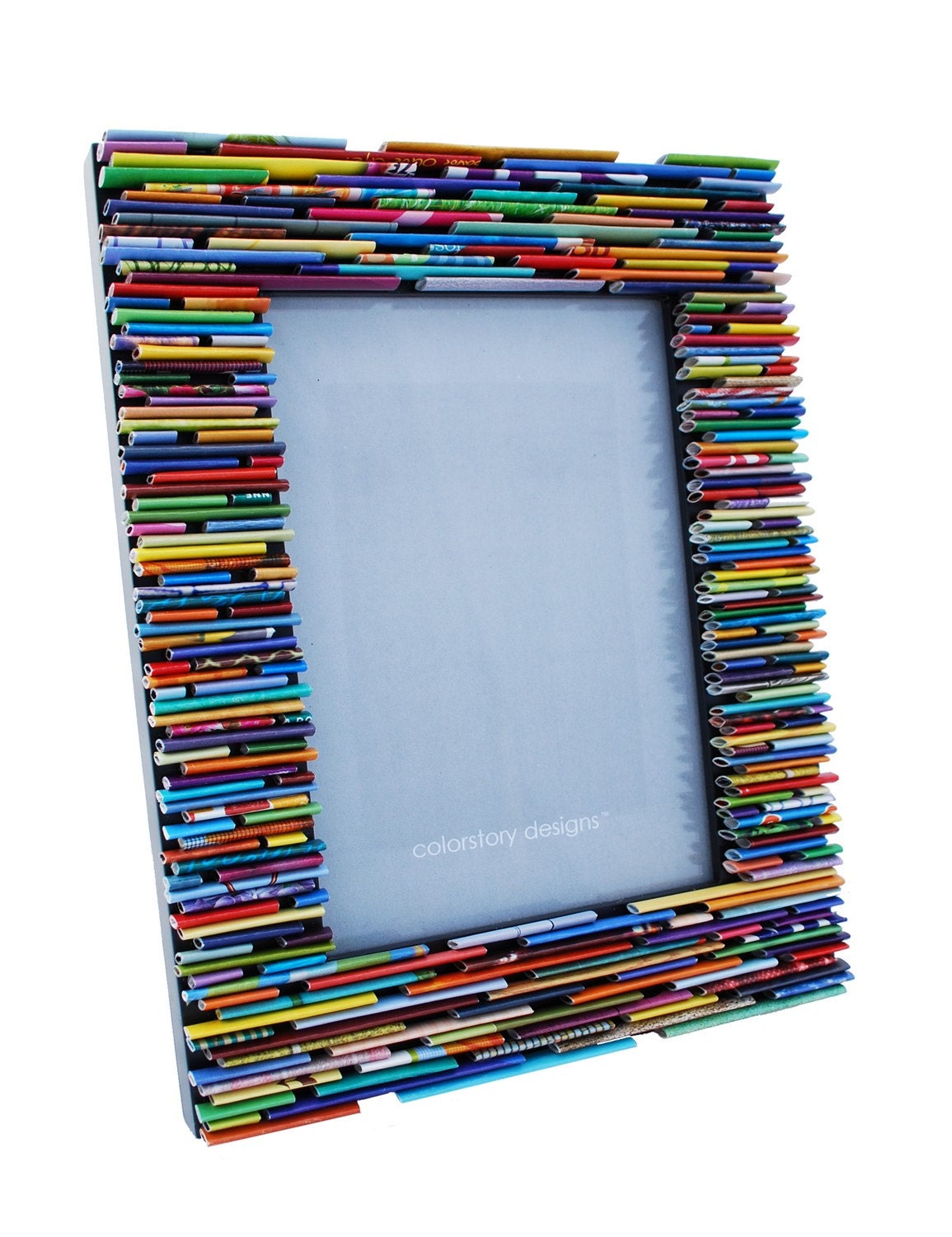 colorful picture frame (portrait) - made from recycled magazines