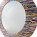 colorful 18 inch diameter bright round mirror, wall art- made from recycled magazines, blue, green, red, purple, pink, yellow, orange