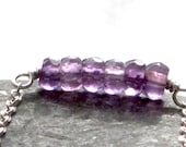 Violet Purple Amethyst Gemstone Sterling Silver Necklace, Handmade (February Birthstone)