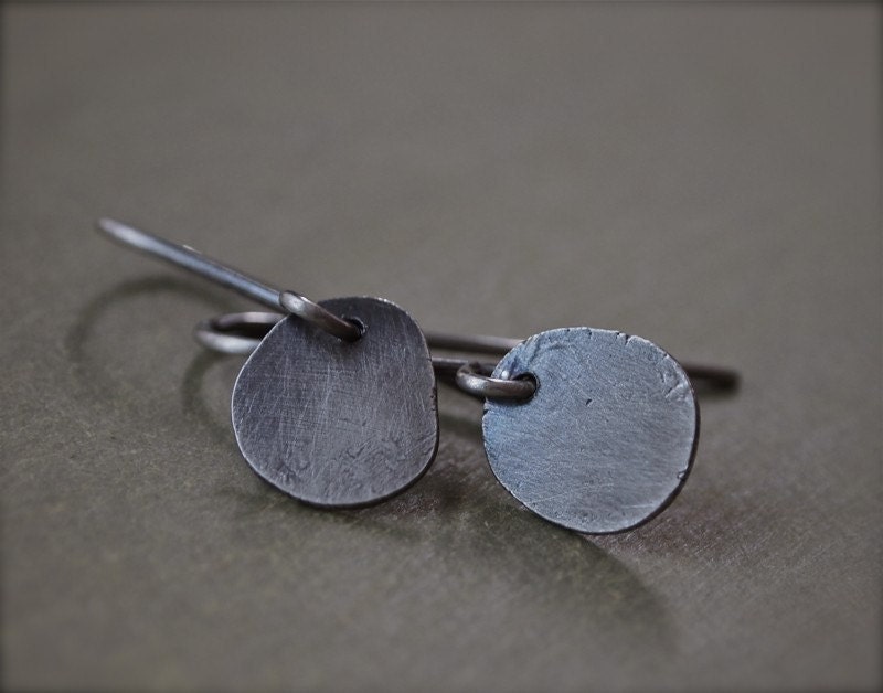 Extra tiny, cute and sporty fine silver disc earrings