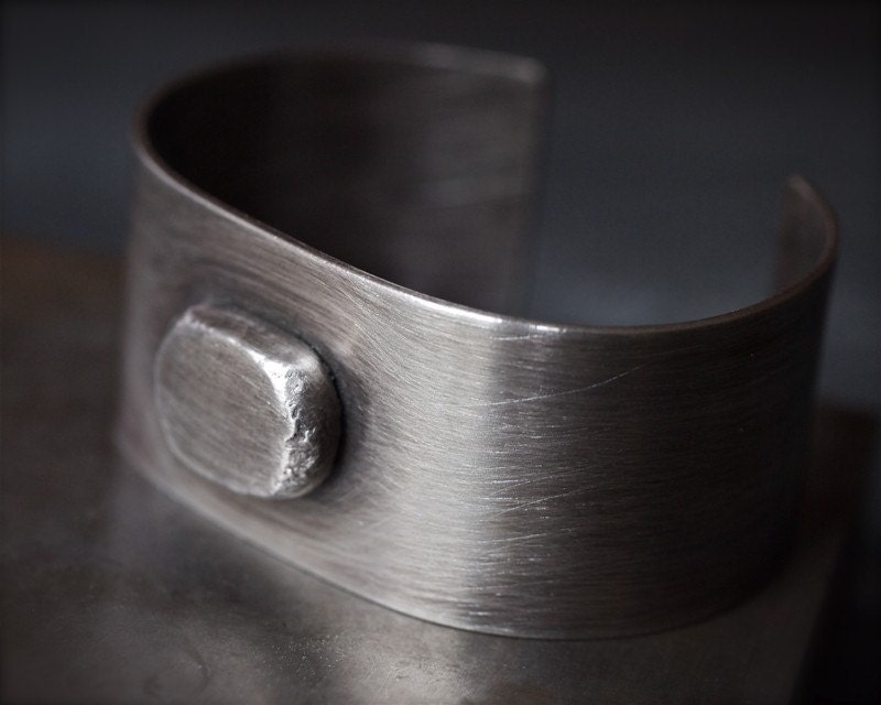 Extra wide Industrial sterling silver cuff bracelet