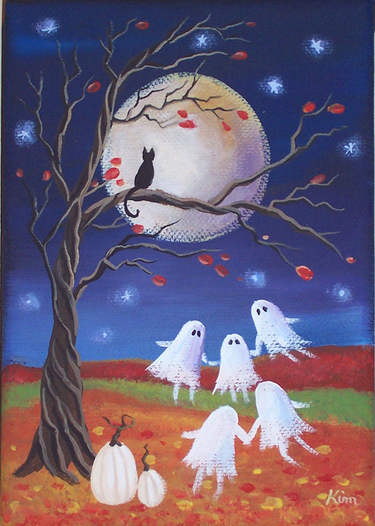 Ghost Dance Halloween Folk Art 7 x 5 Print
