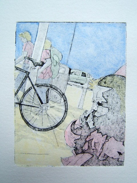 Hand Coloured Original Collagraph Hand Pulled Artist Print