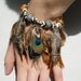 Tribal Pheasant Feather,Leather Bracelet with Boho Glass Beads, OOAK design