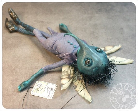 Petite Pest - Mosquito -  ooak Art Doll - Handmade Fairy Tale doll by the Filigree - Purple