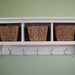 Cubby Wall Shelf Country Shelf for Baskets Bath Or Entryway W Hooks