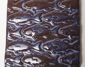 Tile Fish Schooling High Fire Ocean Blue  4 Inch  Unique and Custom Made