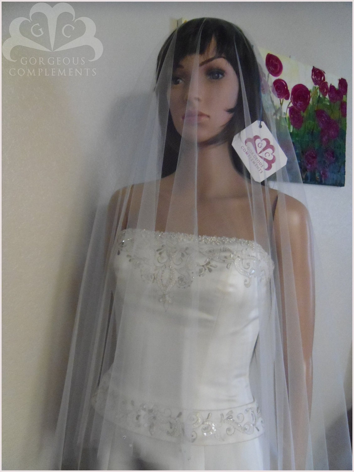 FINGERTIP Drop Veil Double Tier Cut Edge Bridal Veil