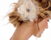 051 - JULIA- Lace and Rhinestone Embellished Rose, flower, bridal, hair, fascinator, headpiece, clip