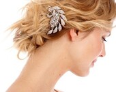 065 - Encrusted Leaf Clip - bridal comb rhinestone comb crystal comb veil comb bridal brooch bridal head piece swarovski