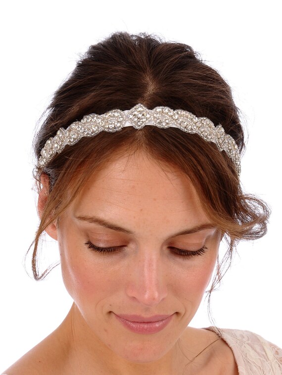 130 - CARLY Headband -  bridal, rhinestone, crystal, veil, wedding, tiara, head piece, Swarovski