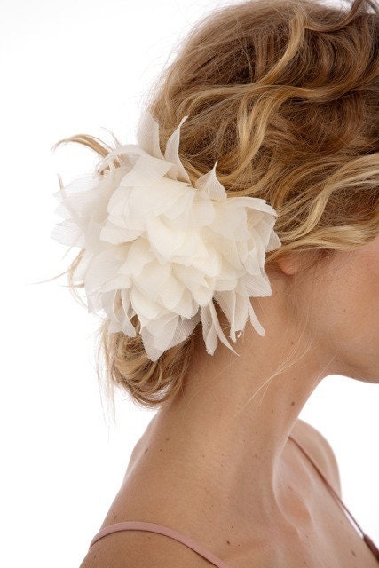 037 - JENNA - Wild Silk Chiffon Dahlia, flower, bridal, hair, fascinator, headpiece, clip