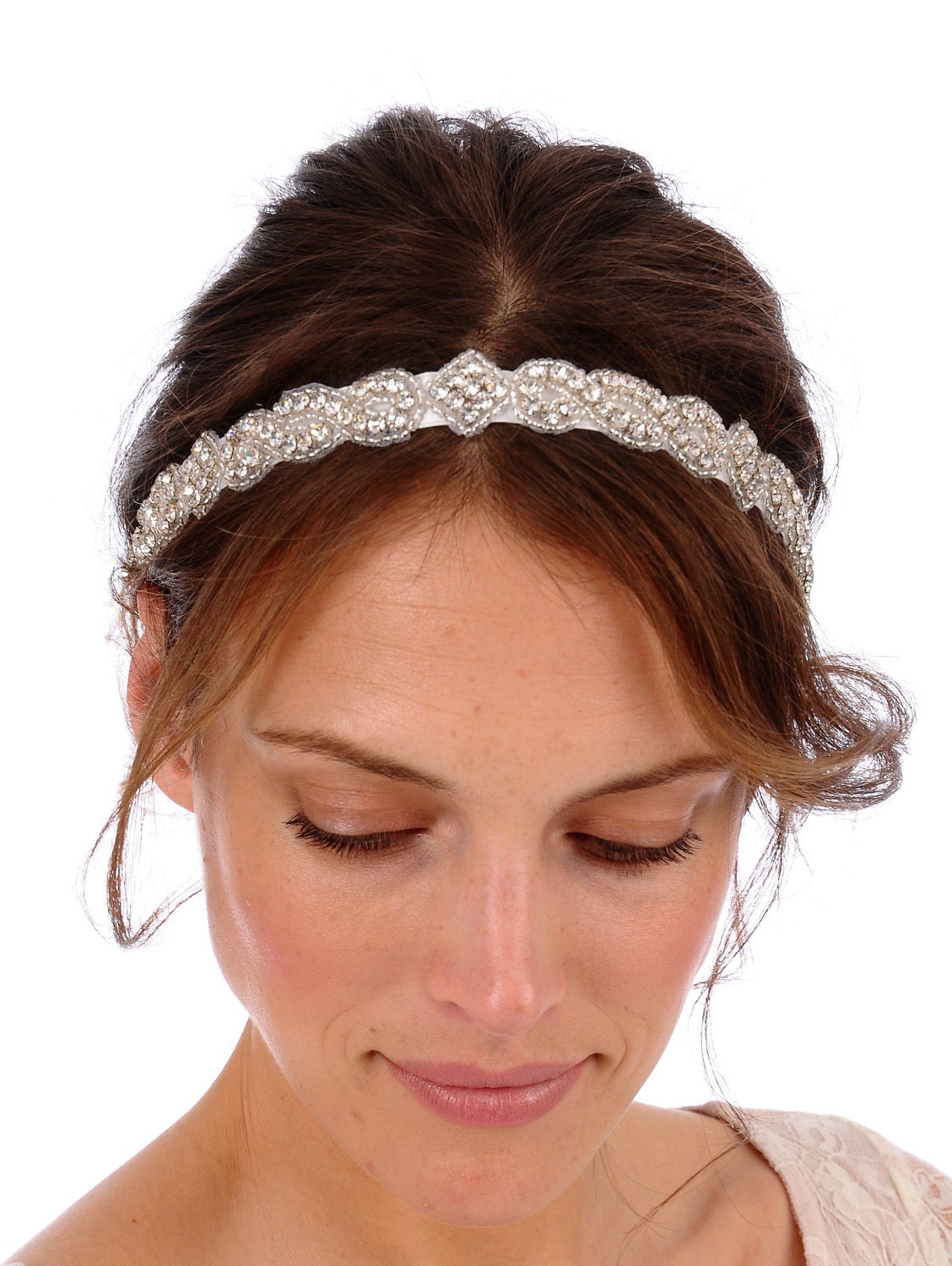 130 - CARLY Headband -  bridal, rhinestone, crystal, veil, wedding, tiara, head piece, Swarovski