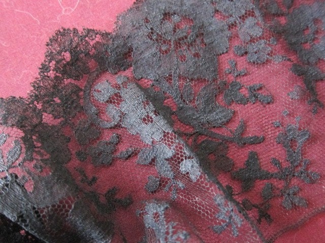 RESERVED FOR KIRSTEEN  Vintage black Chantilly lace trim 7 yards