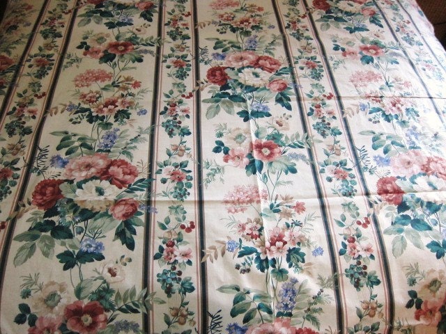 Floral striped chintz vintage  4 yards