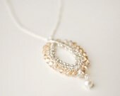 June - Sterling / Champagne Crystal Pendant Necklace - One of a Kind