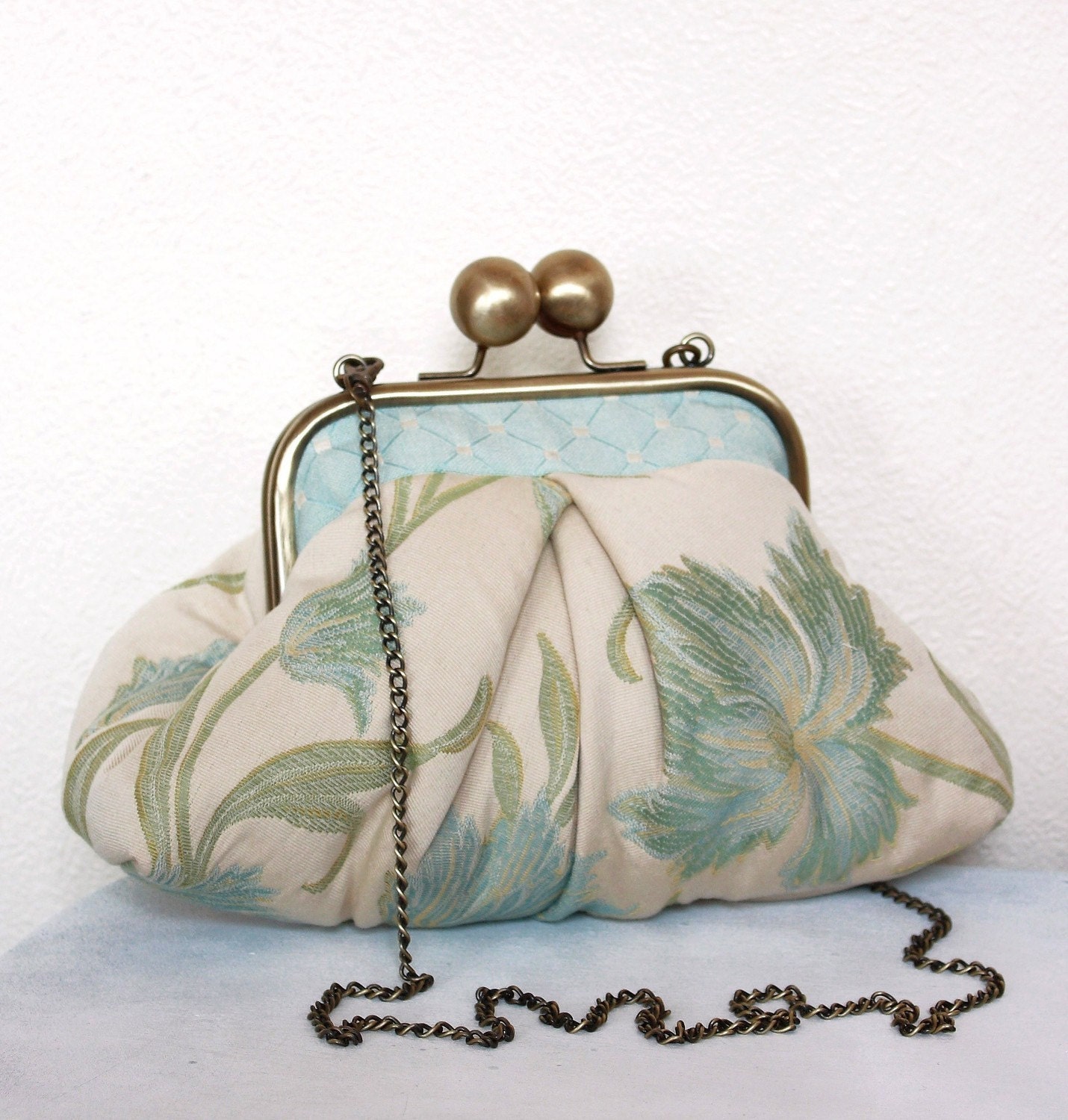 Aqua Floral Mimi Clutch Bag