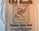 Novelty Seed Sack, Old South Premium Cotton Seeds, Banjo Girl, Macon, Georgia