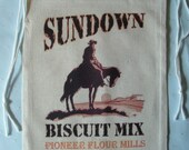 Novelty Flour Sack Bag, Sundown Biscuit Mix, Pioneer Flour Mills, Cumberland Gap, Virginia