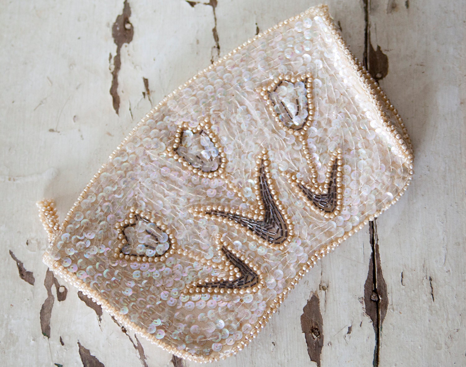 Vintage Clutch // Sequin Tulips