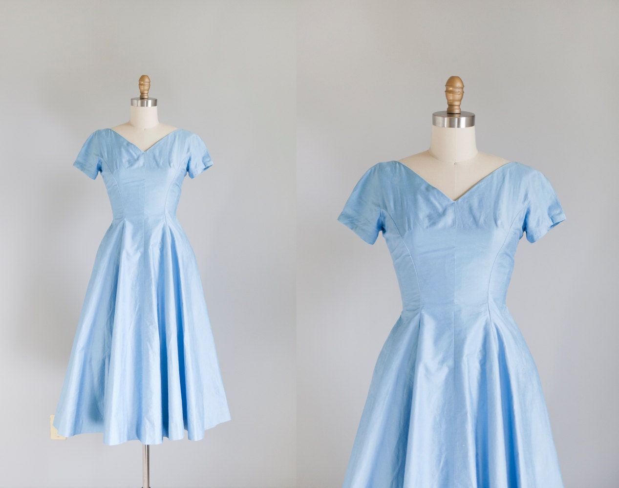 1950s Party Dress // Blue // Small
