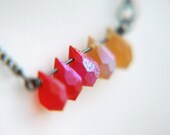 Ombre Minimalist Gradient Glass Briolette Necklace - Popsicle.