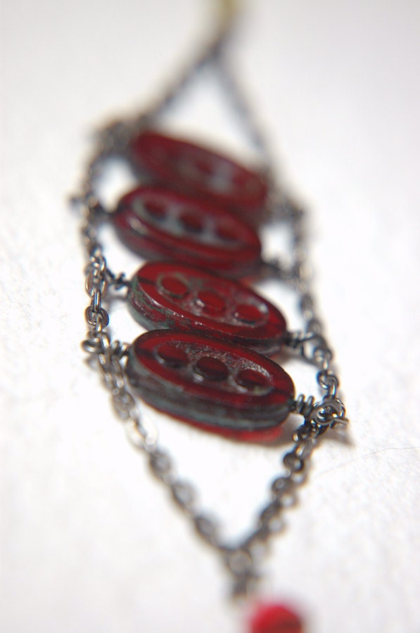 Modern Geometric Cuff Bracelet with Czech Glass Beads - Two Three Four.
