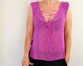 SALE was 75 now 52.50 USD 30% DISCOUNT Knit Sweater Vest Plum Bamboo Spring Summer Fashionable Chic