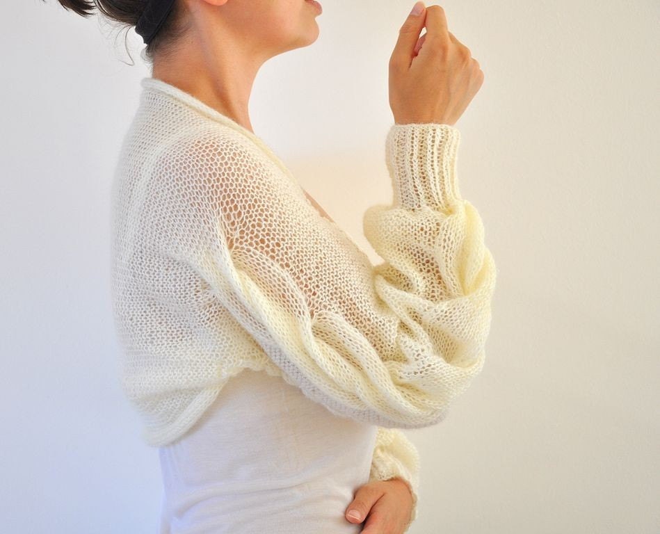 Shrug Bolero Bridal Shrug Long Sleeved Ivory Cream Bridal Accessories Elegant Wedding MADE TO ORDER