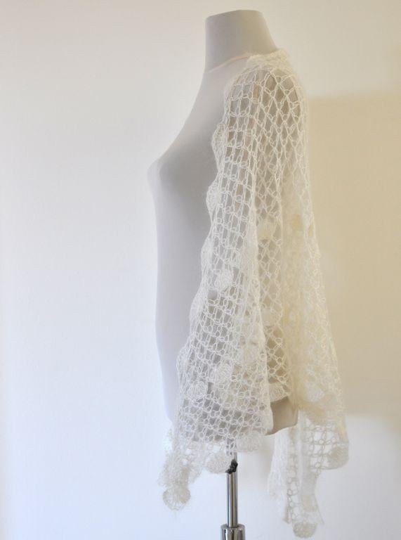 Crochet Scarf Shawl Wedding Shawl Mohair Wrap Shawl Bridal Shawl Ivory Delicate Romantic Chic Elegant