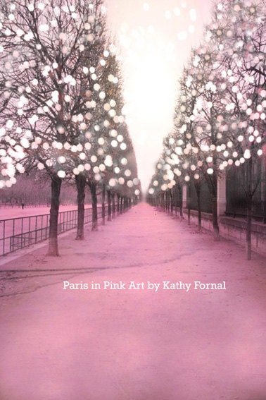Paris Photography - Paris Tuileries, Dreamy Baby Pink Trees, Fantasy Sparkling Twinkling Lights, Paris Fine Art Prints 8" x 12"